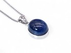 Natural Sapphire Cabochon Necklace Pt Coating Silver 925 Jewelry