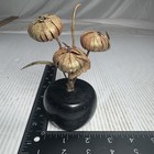 Vintage Brutalist Petite Rusted Metal Flower Art On Black Stand 6   