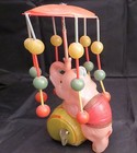 Vintage Occupied Japan Celluloid Wind Up Elephant   Umbrella  Stamped