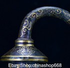 11 2  Old China Bronze Ware Gilt Dynasty Palace Dragon Beast Word Candlestick