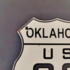 Vintage Oklahoma Route 66 U s  Highway Road Porcelain Enamel Metal Sign 6  X 6 
