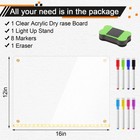 Light Up Clear Acrylic Dry Erase Board 16 x12  Transparent Wall Mounted White   