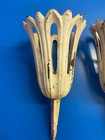 3 - Antique Victorian Cast Iron Cemetery Grave Garden Flower Holder Scallop Rim