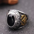 Vintage Black Cz God Eye Satan Ram Masonic Ring Stainless Steel Retro Biker Ring