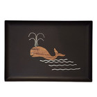 Couroc Of Monterey Mcm Mid-century Whale Wood Inlay Black Tray 15 25 x11 25 