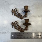 Vintage Cast Iron Swing Arm Candle Sconce Bracket Pair 5  Victorian Ornate