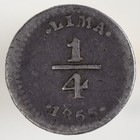 1855 Peru 1 4 Real Lima Silver Coin  llama On Reverse 