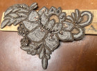 Applique Embroidered Pearls Sequins Soutache 4x5  Flowers Brown 1pc