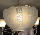 Vintage Frosted Waffle Floral Etched Glass Light Lamp Shade 4  Fitter