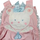 Vintage Baby Girl Romper 3-6m Pink Bear Face Lace Trim Blue Bow 1980s Usa
