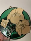Vintage Round Stained Glass Lily Flower Floral 4 75       Pretty  