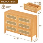 Rattan 6 Drawer Dresser Chest Of Drawers Closet Cabinet For Bedroom Home Storage