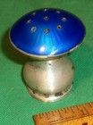 Vintage Sterling Silver 925s Blue Guilloche Enamel Mushroom Pepper Shaker Norway