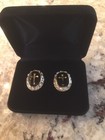 Men s Designer 14kt Gold Plated Black Onyx Enamel Cross   Rhinestone Cuff Links