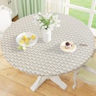 Round Fitted Tablecloth With Elastic Edge  100  Waterproof Oil Proof Plastic    