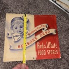 Vtg 1930s Red   White Food Stores Seasons Best Poster off A Christmas Calendar