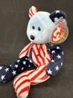 Spangle  blue Face  The Bear - Ty Beanie Baby  blue  Red  White  1999 With Tag