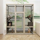 Large Outdoor Catio Wooden Cat House Enclosure With 5 Platform   2 Resting Boxes