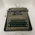 Vintage Smith Corona Silent Typewriter Green Keys Black Case