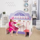 2-in-1 Kids Play Kitchen And Cafe Restaurant Wooden Pretend Cooking Playset Toy
