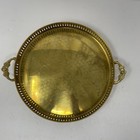 Round Brass Tray With Floral Design Handles