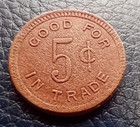 Adolph Moeller Beer Parlor - Dysart Iowa -red Fiber 5 Cents In Trade Token  coin