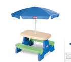 Little Tikes Outdoor Portable Kids Picnic Table With Umbrella  Blue Green
