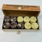 Vintage Crisloid Backgammon Checkers Set Smooth Marbelized Men Brown   Cream 30 
