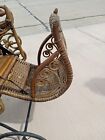 Early Victorian Wicker Baby Carriage With Parasol Full Size Baby Dog Buggy