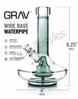 Grav   Small Wide Base Water Pipe - Smoke With Clear Accents  Thick Glass Piece