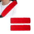 2 Pcs Seat Belt Shoulder Pads  Soft Fluffy Plush Seat Belt Shoulder Strap Red