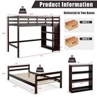 Twin Over Twin Loft Bunk Bed Wood W bookcase Guardrail Ladder Kids Bedroom