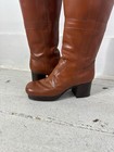 Vintage 70s Gogo Groovy Block Heel Disco Leather Boots 7 5