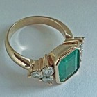 Vintage Green 3 20 Ct Emerald Diamond Wedding Ring 14k Yellow Gold Finish Size 7