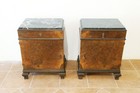 Pair Of Nightstands In Burl Art Deco 1930s Antique Wood With Portoro Marble Top