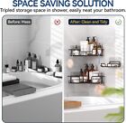 Corner Shower Caddy Adhesive  3 Packs Shower Organizer With Soap Holder 12 Hooks
