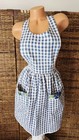 Vintage Mcm Cottage Reversible Homemade Floral Cotton Bib Apron Front Pockets Os