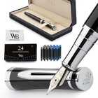 Luxury Fountain Pen Set For Writing  Medium Nib  Elegant Black Ink  Gift Idea