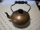 Vintage Tagus R 55 Copper Tea Kettle Pot  Wood   Brass  Handle  Made In Portugal