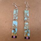 Santo Domingo Pueblo Turquoise Slab Dangle Earrings Native American Jewelry
