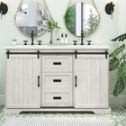 54  Bathroom Vanity With Double Sink Cabinet Ceramic Basin Full Assembled