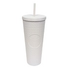 Starbucks Venti Studded Cold Cup Tumbler 24   oz  White With Straw  2024