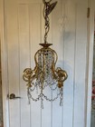 Sparkling  Vintage Lead Crystal Gilt Brass Boudoir  Chandelier