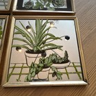 Vintage 1970s Mcm Floral botanicals Mirror Wall Art 5x5    Set Of 6
