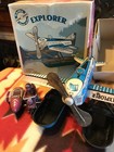 Schylling Propeller Sea Plane Tin Windup Pontoon Box  Motorcycle Side Car Rider