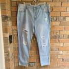 Mens Distressed Jeans Slim Fit High Rise Light Blue Size 40