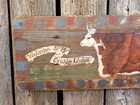 Antique Vtg Wooden Hand Painted Folk Art Cow Country Primitive Kitchen