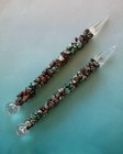 Chrysocolla Wand With Silver And Quartz Point  Chakra Wand  Rare Crystal Wand