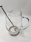 Vintage Wallace Sterling Base Glass Cocktail Pitcher With Sterling Stirrer