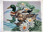 Vintage Needlepoint Mallards   Water Lilies Completed Candamar Large